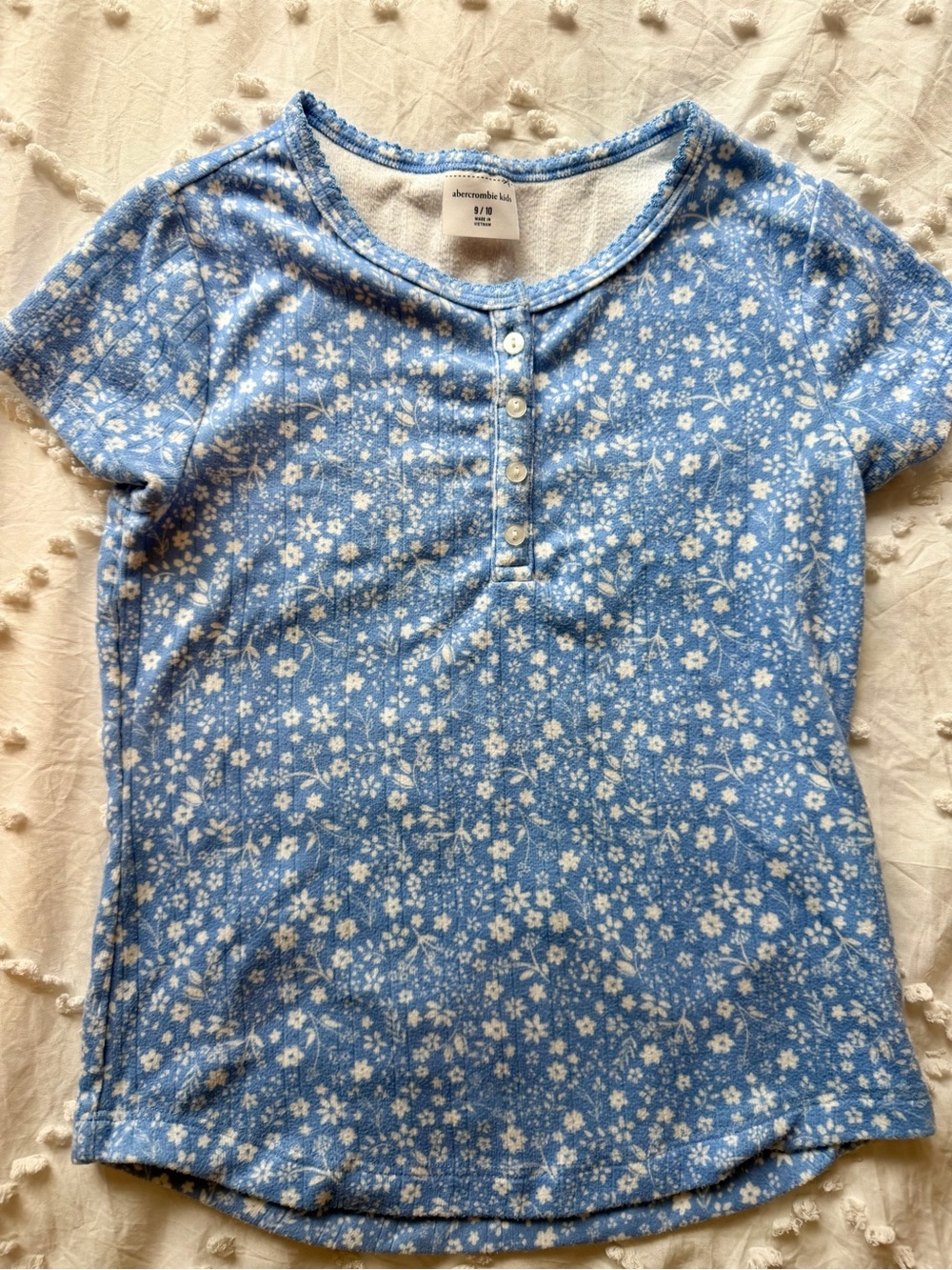 abercrombie kids blue floral henley tee